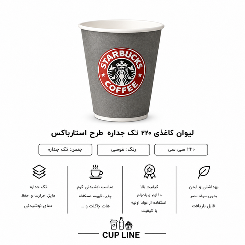 لیوان کاغذی ۲۲۰ سی سی تک جداره پارس
