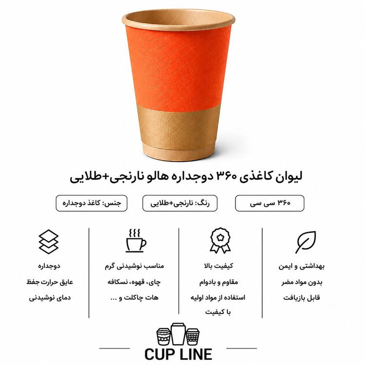 لیوان کاغذی 360 سی سی دوجداره مدل هالو